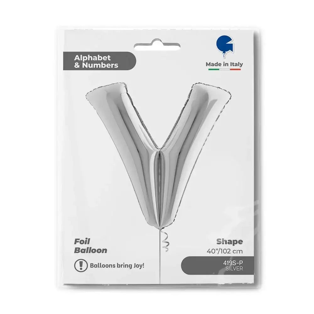 Letter Ballon V Zilver 102 cm - Ballonnenshop.nl