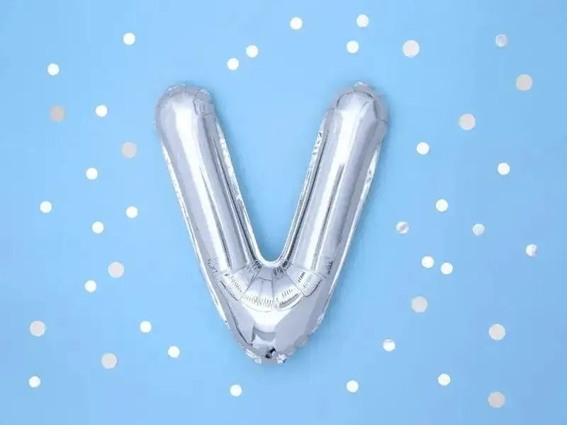 Letter Ballon V Zilver - 35 cm - Ballonnenshop.nl