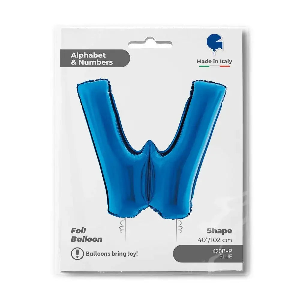 Letter Ballon W Blauw - 102 cm - Ballonnenshop.nl