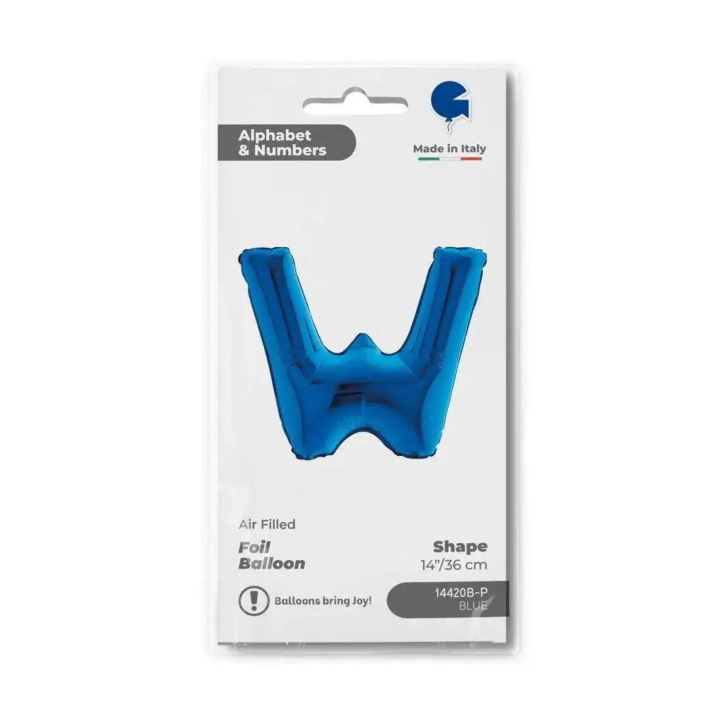 Letter Ballon W Blauw - 35 cm - Ballonnenshop.nl