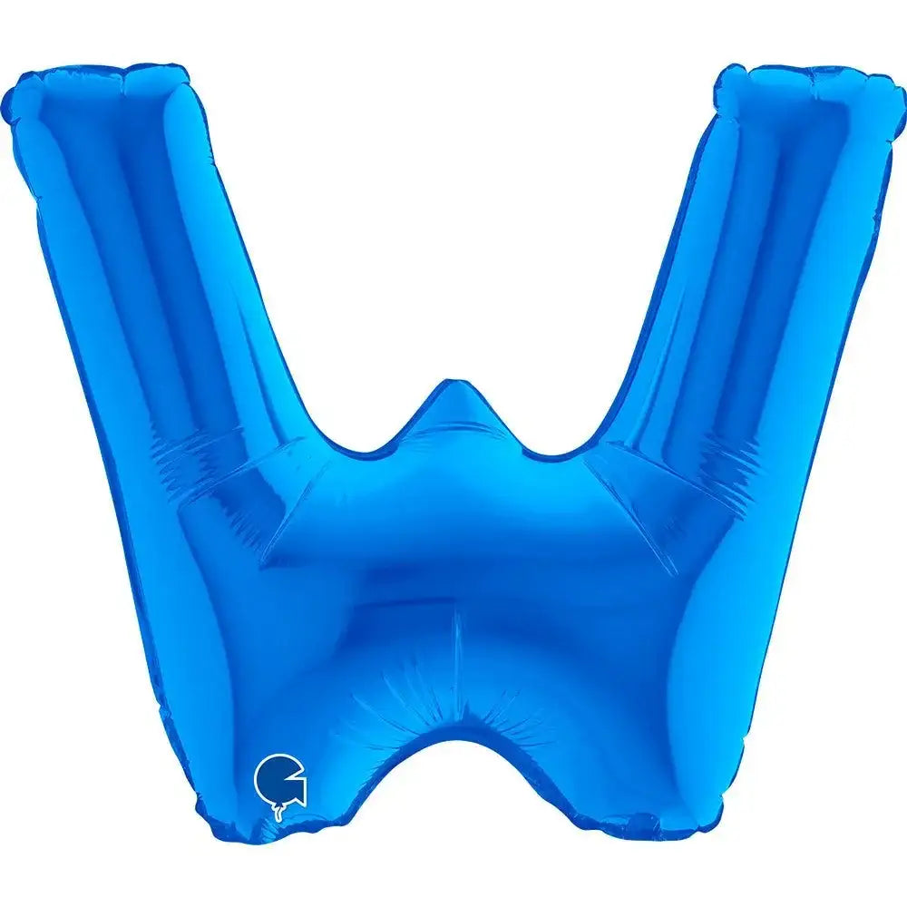Letter Ballon W Blauw - 35 cm - Ballonnenshop.nl