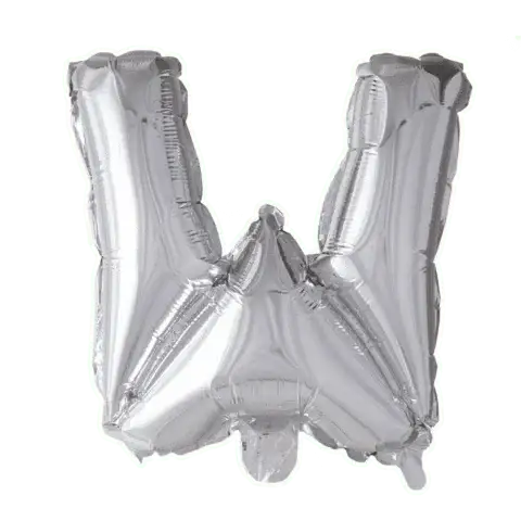 Letter Ballon W - Zilver - 41 cm - Ballonnenshop.nl