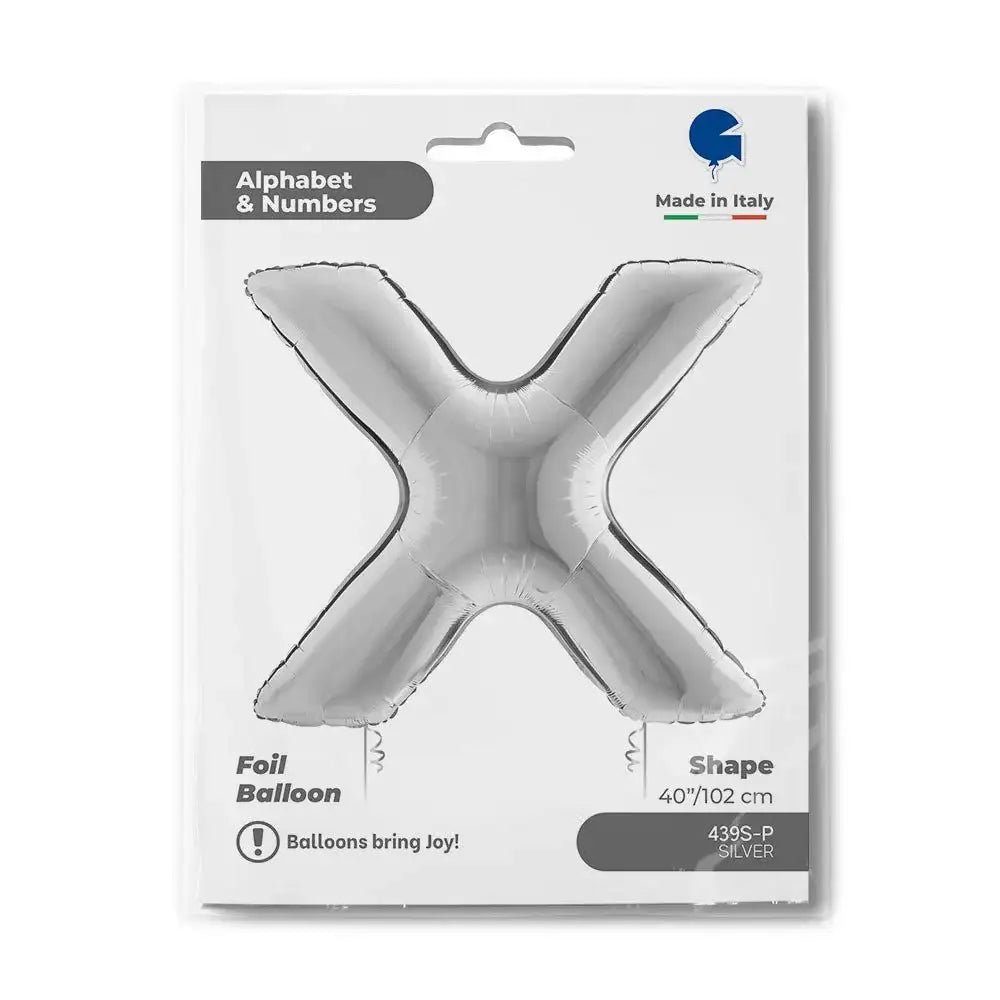 Letter Ballon X Zilver 102 cm - Ballonnenshop.nl