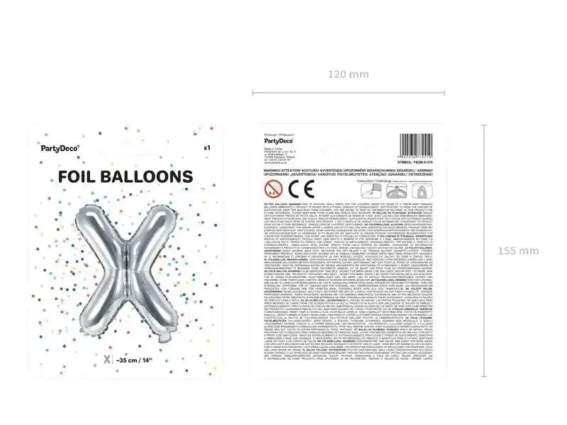 Letter Ballon X Zilver - 35 cm - Ballonnenshop.nl