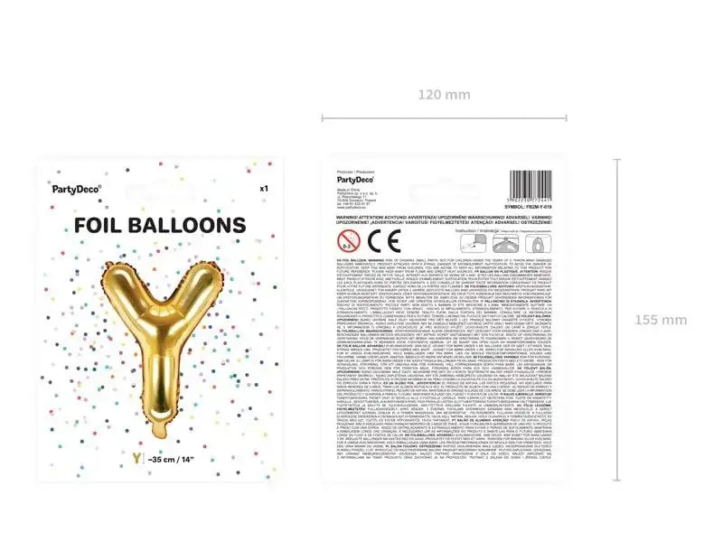 Letter Ballon Y Goud - 35 cm - Ballonnenshop.nl