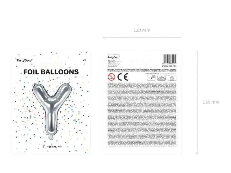 Letter Ballon Y Zilver - 35 cm - Ballonnenshop.nl