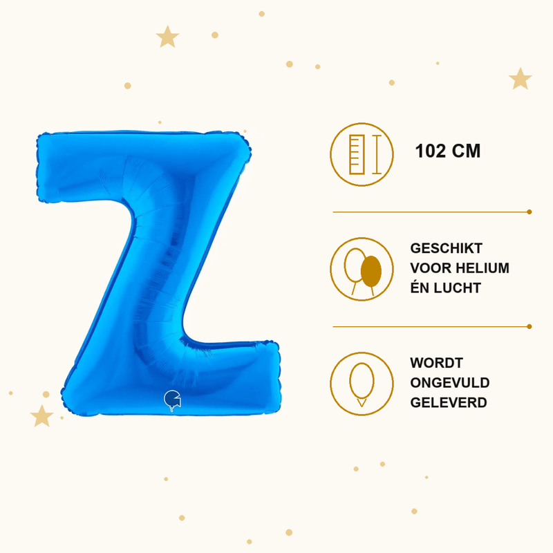 Letter Ballon Z Blauw - 102 cm - Ballonnenshop.nl