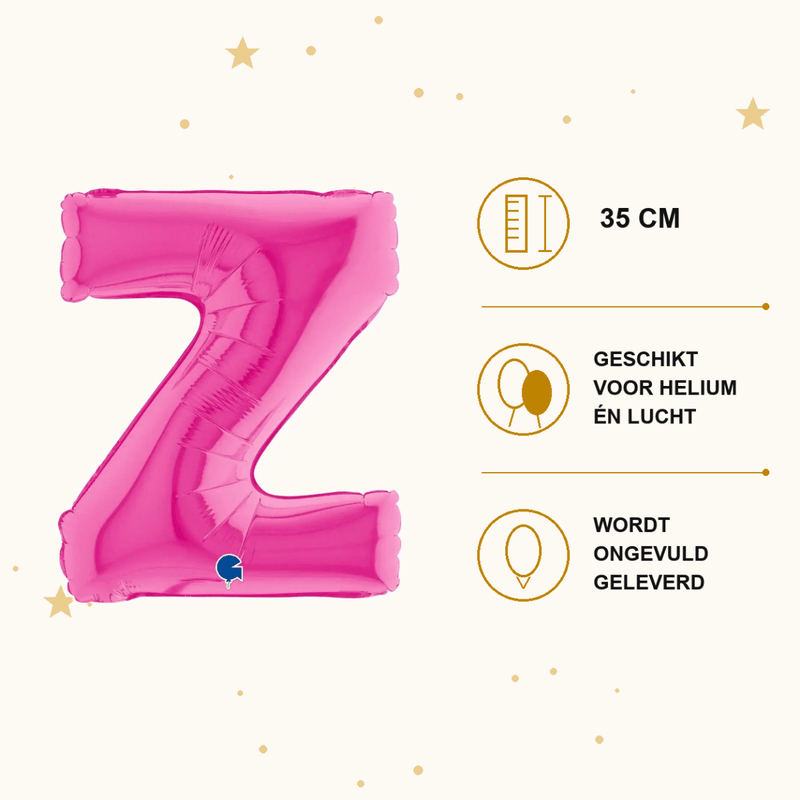 Letter Ballon Z Roze - 35 cm - Ballonnenshop.nl