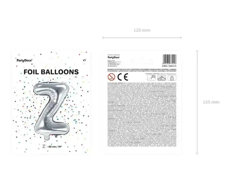 Letter Ballon Z Zilver - 35 cm - Ballonnenshop.nl
