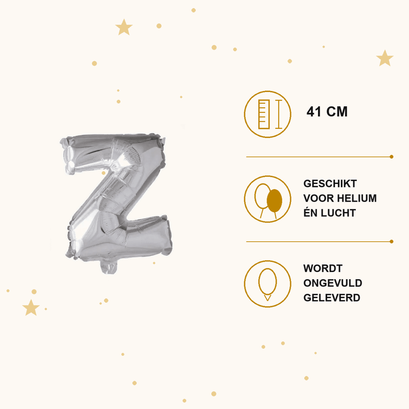 Letter Ballon Z Zilver - 41 cm - Ballonnenshop.nl