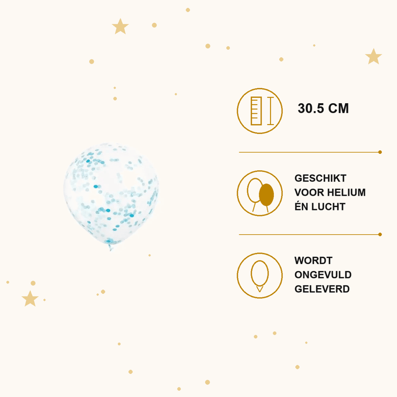 Licht Blauwe Confetti Ballonnen - 6 stuks - 30,5 cm - Ballonnenshop.nl