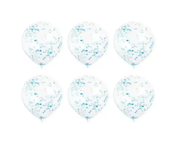 Licht Blauwe Confetti Ballonnen - 6 stuks - 30,5 cm - Ballonnenshop.nl