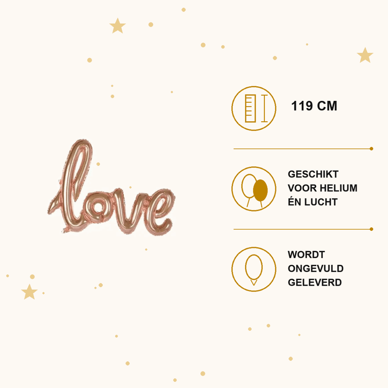 Love Folie Ballon Rose Goud - 119 cm - Ballonnenshop.nl