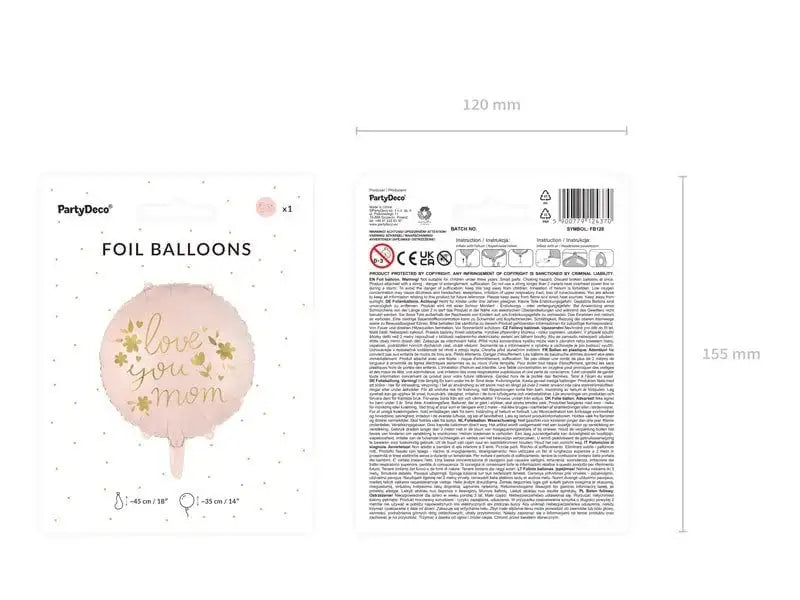 Love You Mom Folie Ballon 45 cm - Ballonnenshop.nl