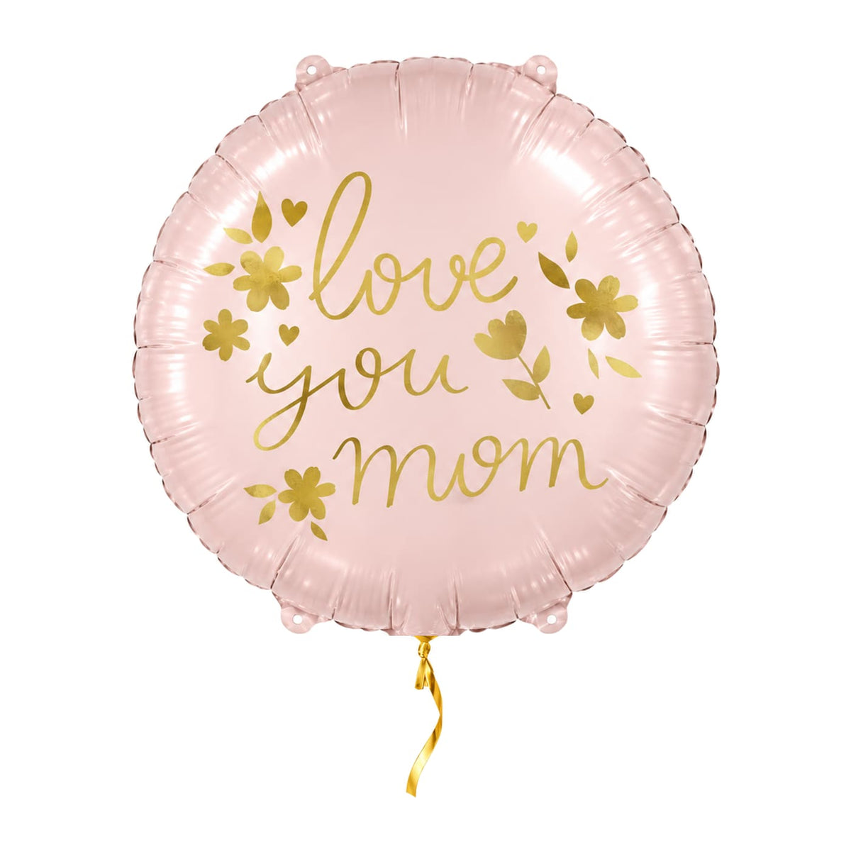 Love You Mom Helium Ballon – met helium gevuld, met gouden lint