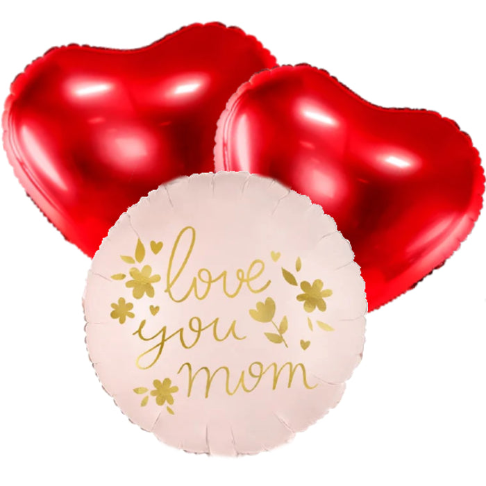 Love You Mom Trosje Helium Ballonnen - Gevuld Met Helium