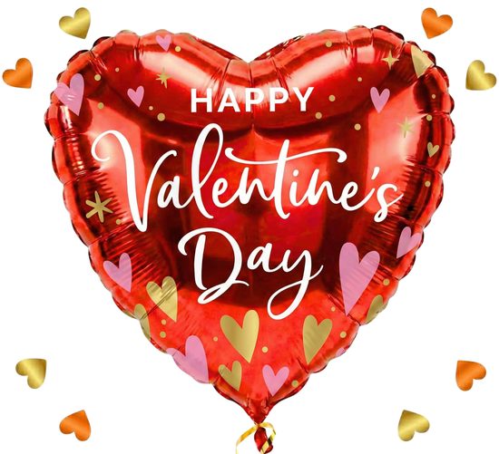 Mega Happy Valentines Day Hart Ballon - Gevuld Met Helium - 71 cm - Ballonnenshop.nl