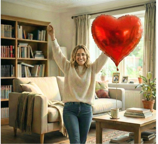Mega Rood Hart helium ballon – liefde in de lucht - Ballonnenshop.nl