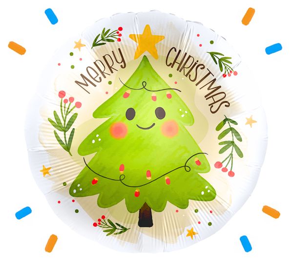 Merry Christmas Kerstboom Helium Ballon - Gevuld Met Helium - 46 cm - Ballonnenshop.nl