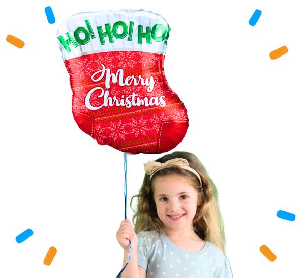 Merry Christmas Sok Helium Ballon - Gevuld Met Helium - 45 cm - Ballonnenshop.nl