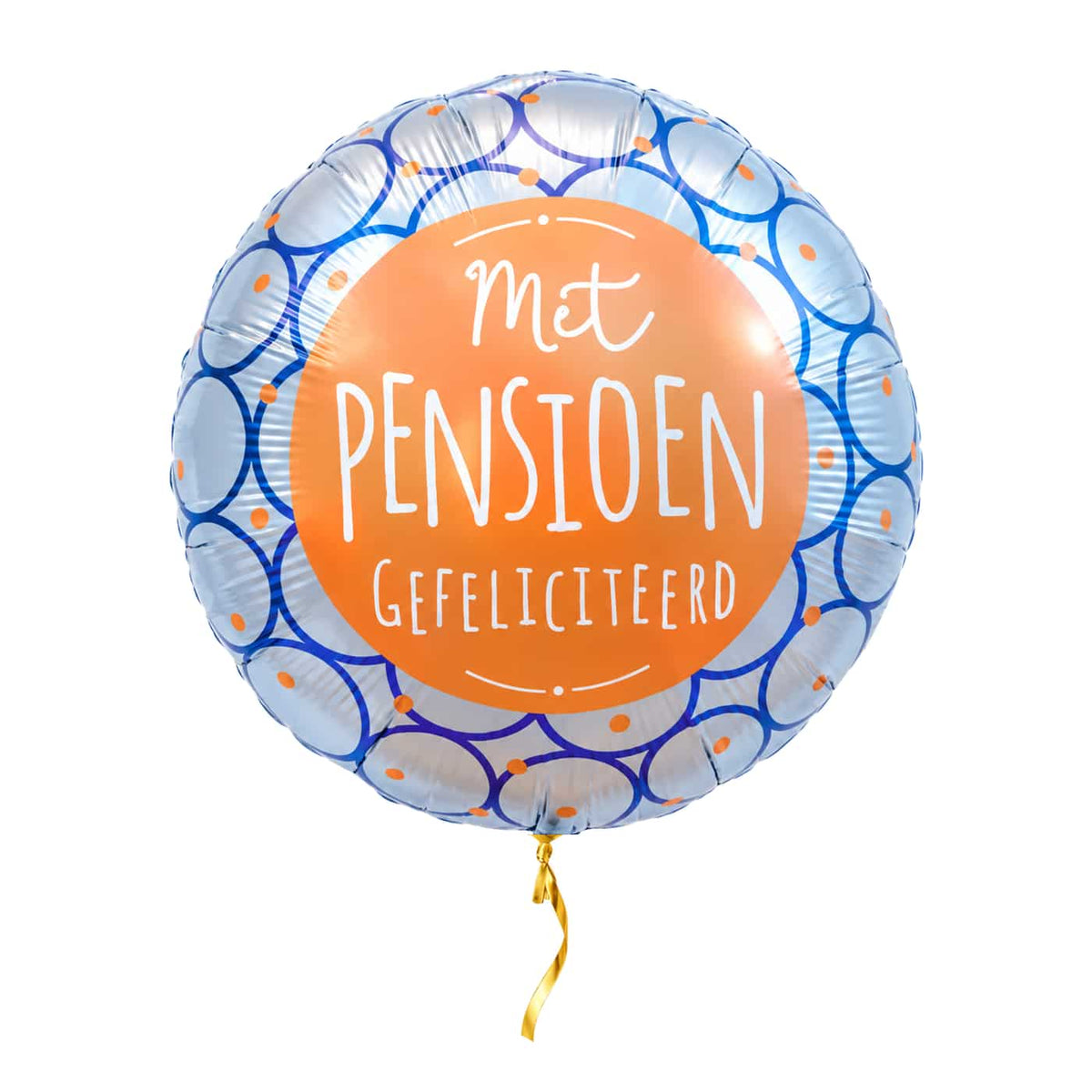 Met Pensioen Gefeliciteerd Ballon met helium en gouden lint
