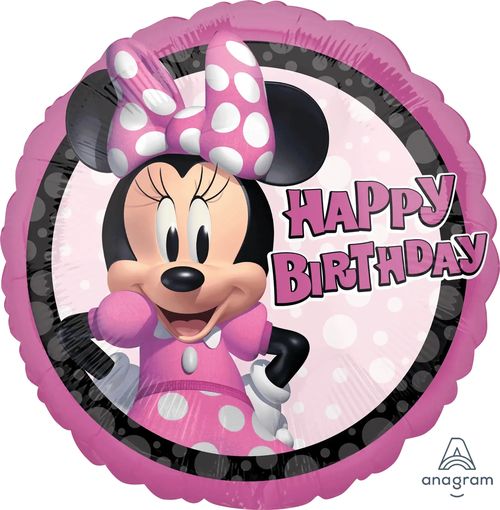 Minnie Mouse Happy Birthday Helium Ballon - Gevuld Met Helium - 46 cm - Ballonnenshop.nl