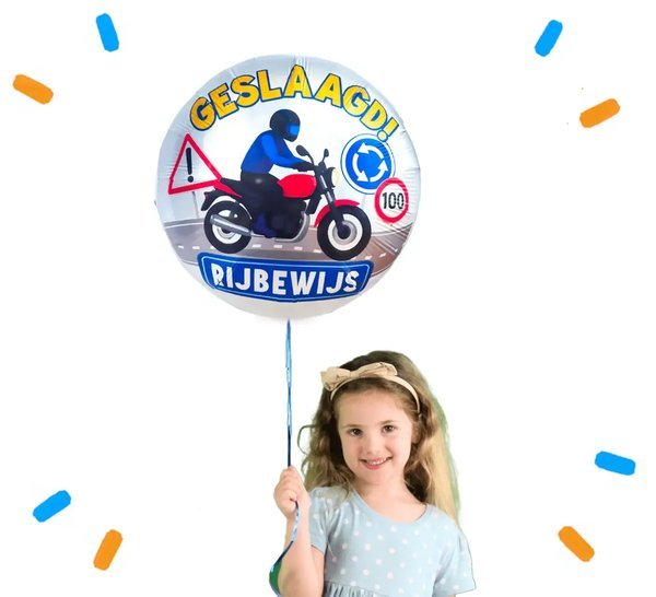Motor Rijbewijs Geslaagd Helium Ballon - Gevuld Met Helium - 46 cm - Ballonnenshop.nl