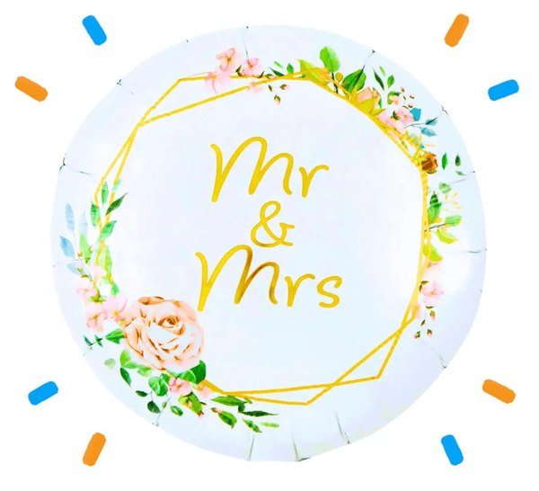 Mr & Mrs Bloemen Helium Ballon - Gevuld Met Helium - 46 cm - Ballonnenshop.nl