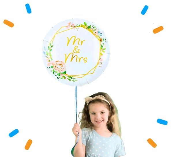 Mr & Mrs Bloemen Helium Ballon - Gevuld Met Helium - 46 cm - Ballonnenshop.nl