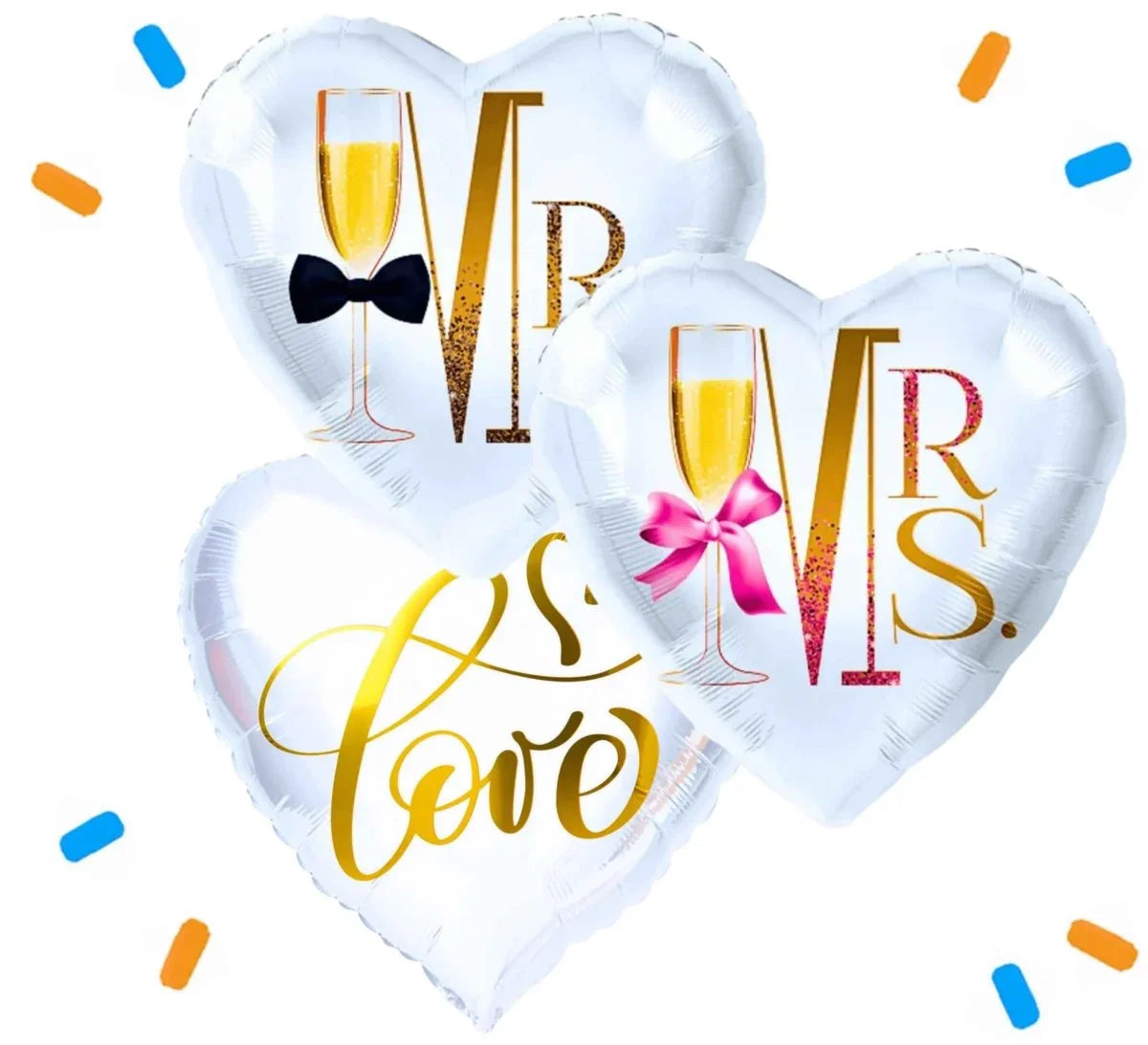 Mr & Mrs Love Trosje Helium Ballonnen - Gevuld Met Helium - 46 cm - Ballonnenshop.nl