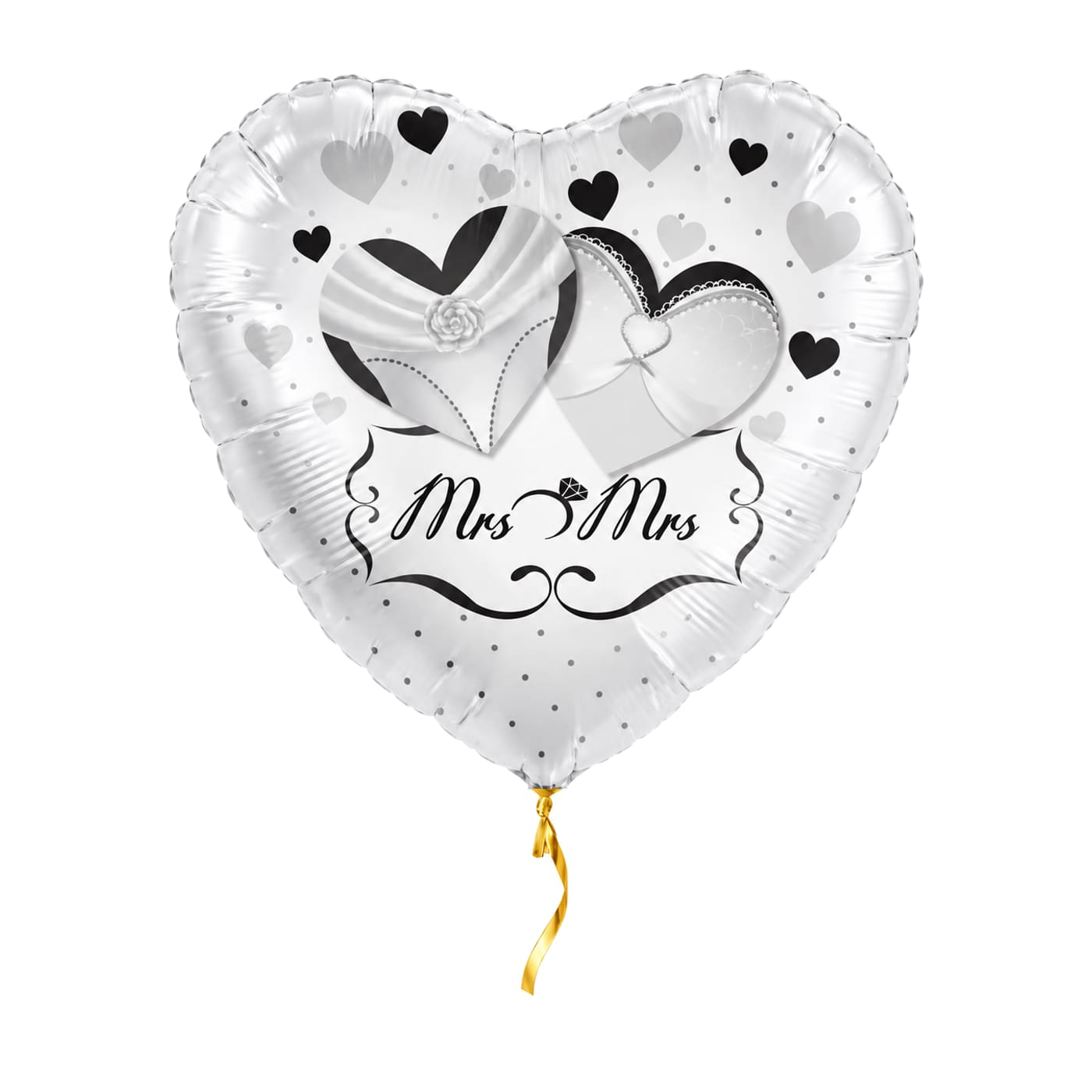 Mrs & Mrs Helium Ballon – met helium gevuld, met gouden lint
