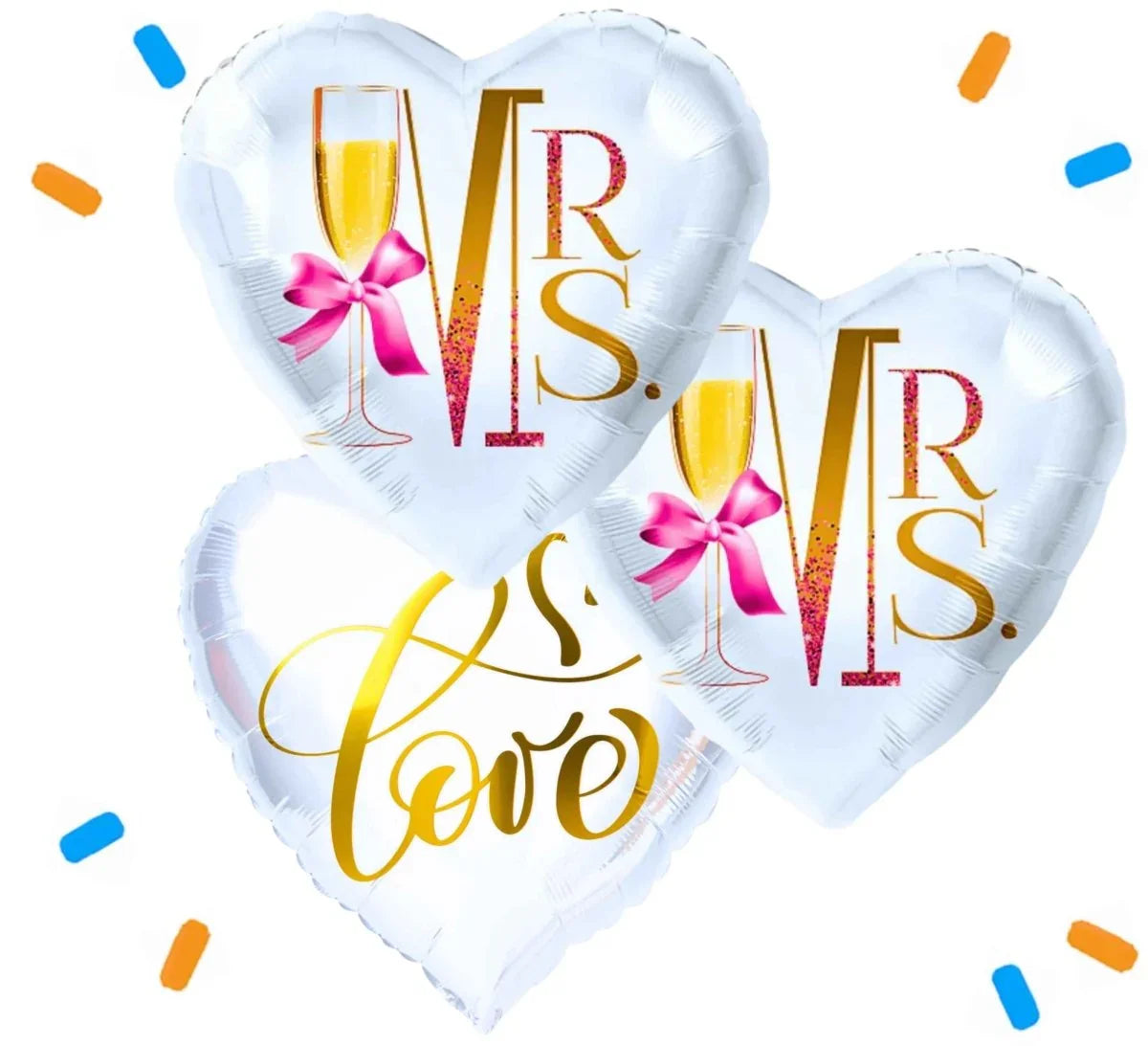 Mrs & Mrs Love Trosje Helium Ballonnen - Gevuld Met Helium - 46 cm - Ballonnenshop.nl