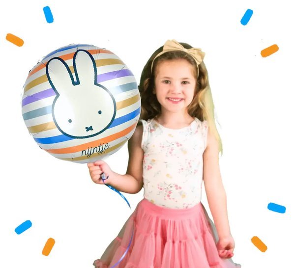 Nijntje Strepen Achtergrond Helium Ballon - Gevuld Met Helium - 46 cm - Ballonnenshop.nl