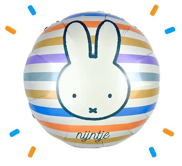 Nijntje Strepen Achtergrond Helium Ballon - Gevuld Met Helium - 46 cm - Ballonnenshop.nl