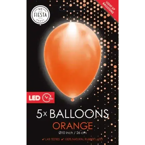 Oranje Led Ballonnen - 5 stuks - 25 cm - Ballonnenshop.nl