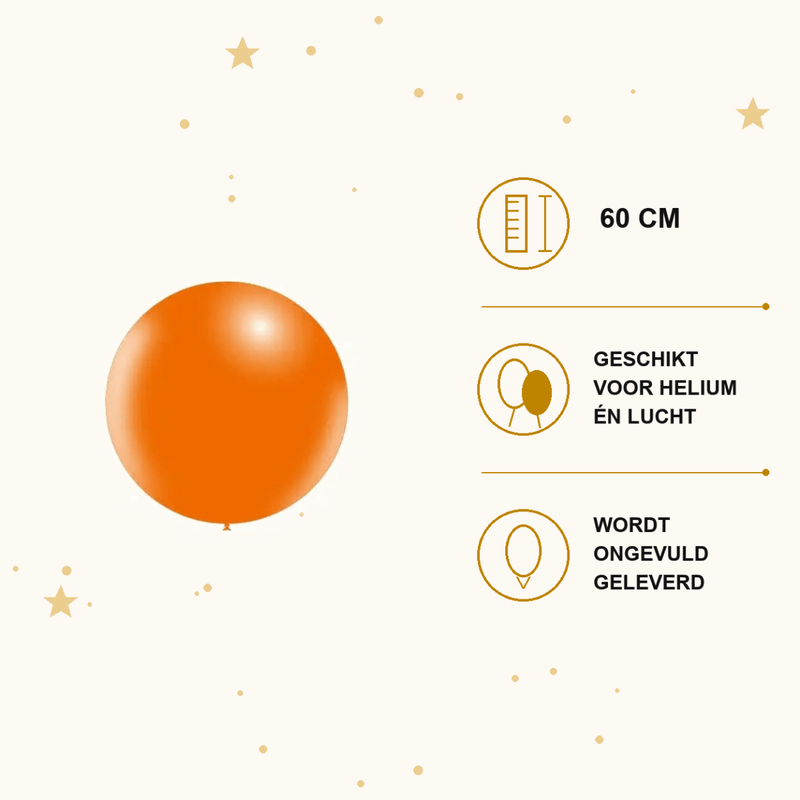 Oranje Mega Ballon 60 cm - Ballonnenshop.nl