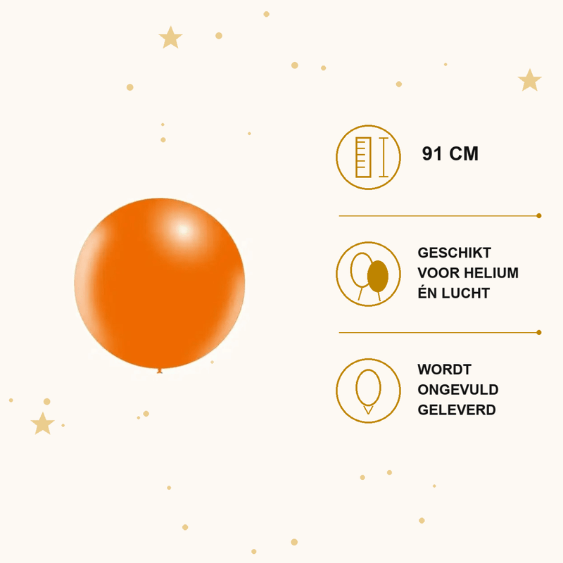 Oranje Mega Ballon XL 91 cm - Ballonnenshop.nl