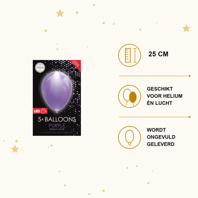 Paarse Led Ballonnen - 5 stuks - 25 cm - Ballonnenshop.nl