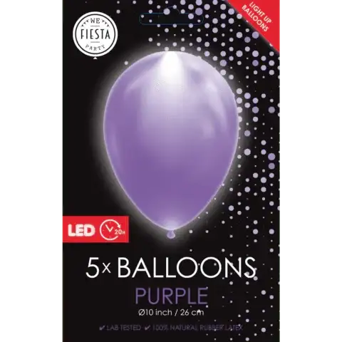 Paarse Led Ballonnen - 5 stuks - 25 cm - Ballonnenshop.nl