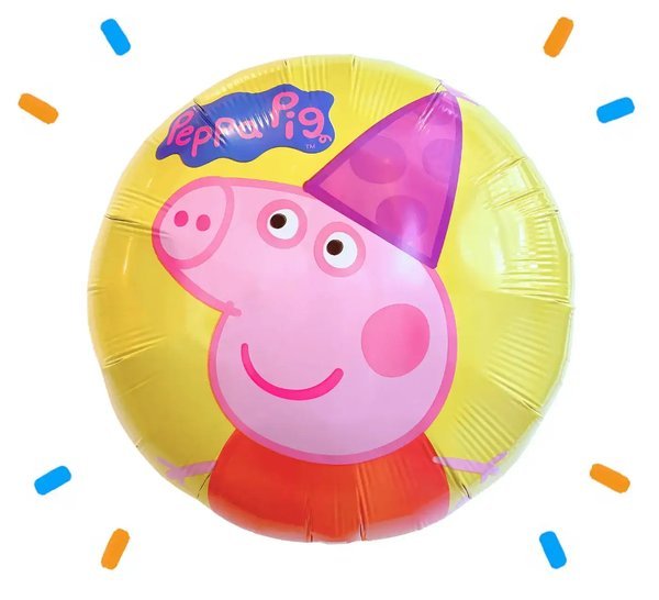 Peppa Pig Met Verjaardag Hoedje Helium Ballon - Gevuld Met Helium - 46 cm - Ballonnenshop.nl
