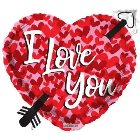 Pijl Door Hart I Love You Hart Ballon - Gevuld Met Helium - 45 cm - Ballonnenshop.nl