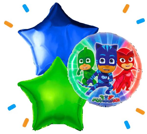 PJ Masks Gekko, Owlette & Catboy Trosje - Gevuld Met Helium - 46 cm - Ballonnenshop.nl