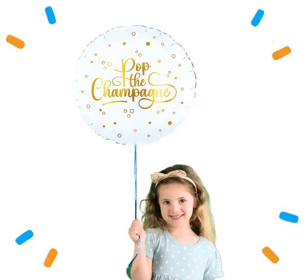 Pop The Champagne Helium Ballon - Gevuld Met Helium - 46 cm - Ballonnenshop.nl