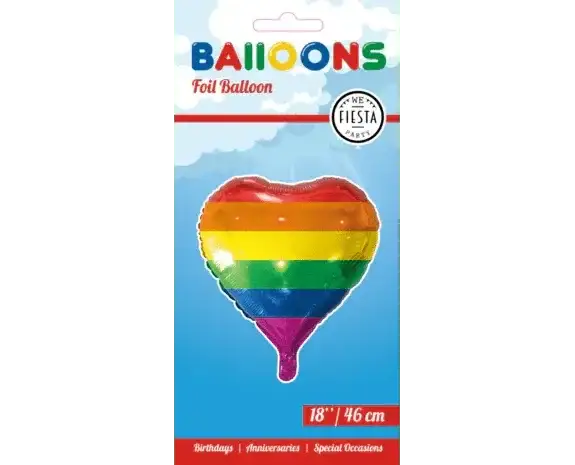 Regenboog Hart Ballon - 45 cm - Ballonnenshop.nl