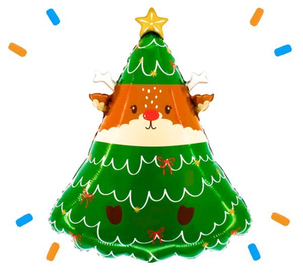 Rendier In Kerstboom Helium Ballon - Gevuld Met Helium - 58 cm - Ballonnenshop.nl