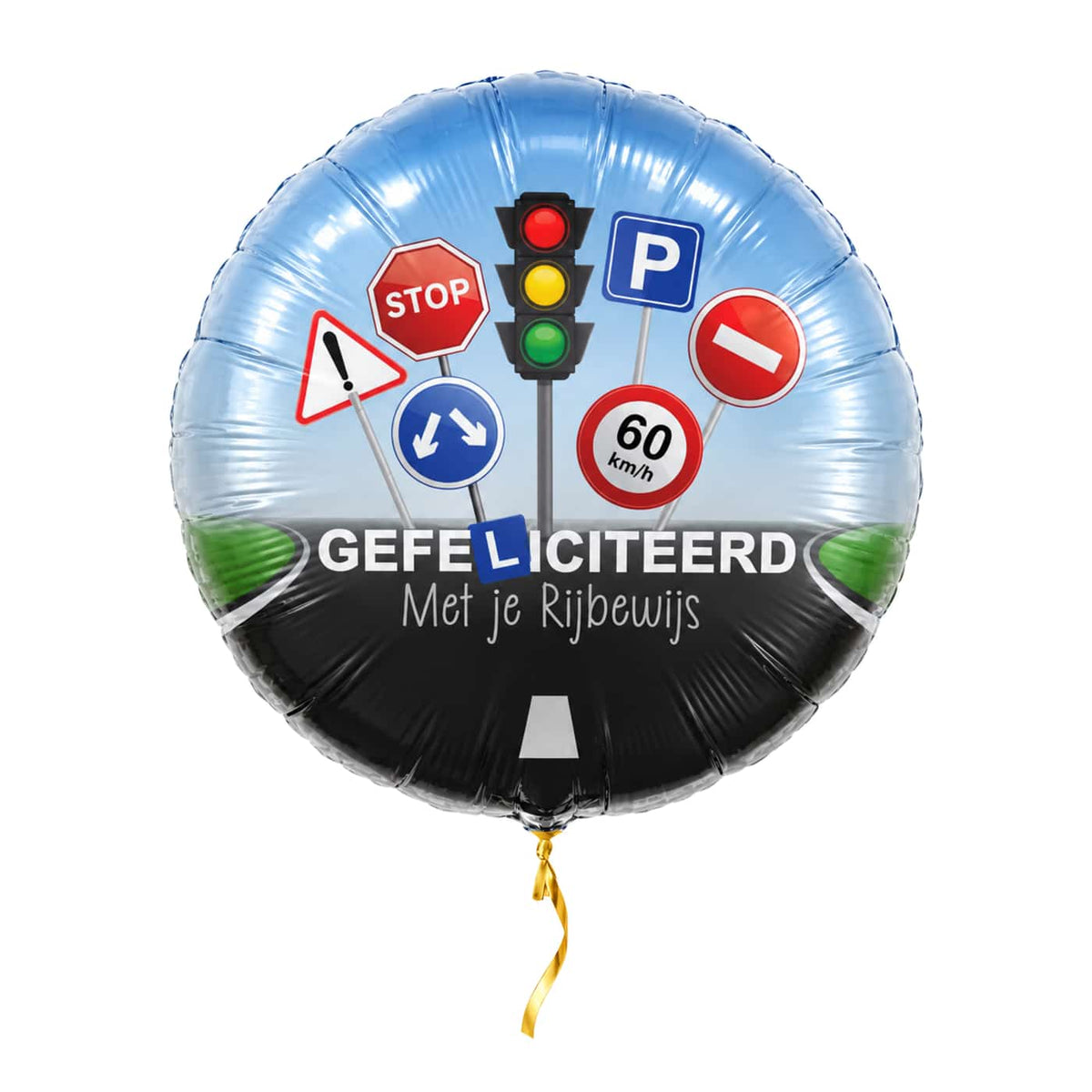 Rijbewijs Helium Ballon met helium en gouden lint