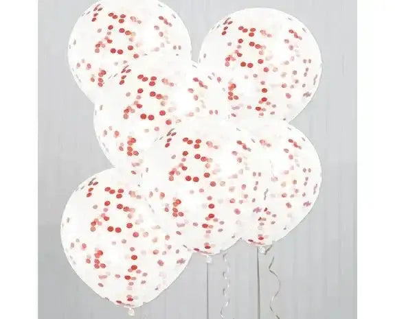 Rode Confetti Ballonnen - 6 stuks - 30,5 cm - Ballonnenshop.nl