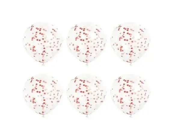 Rode Confetti Ballonnen - 6 stuks - 30,5 cm - Ballonnenshop.nl