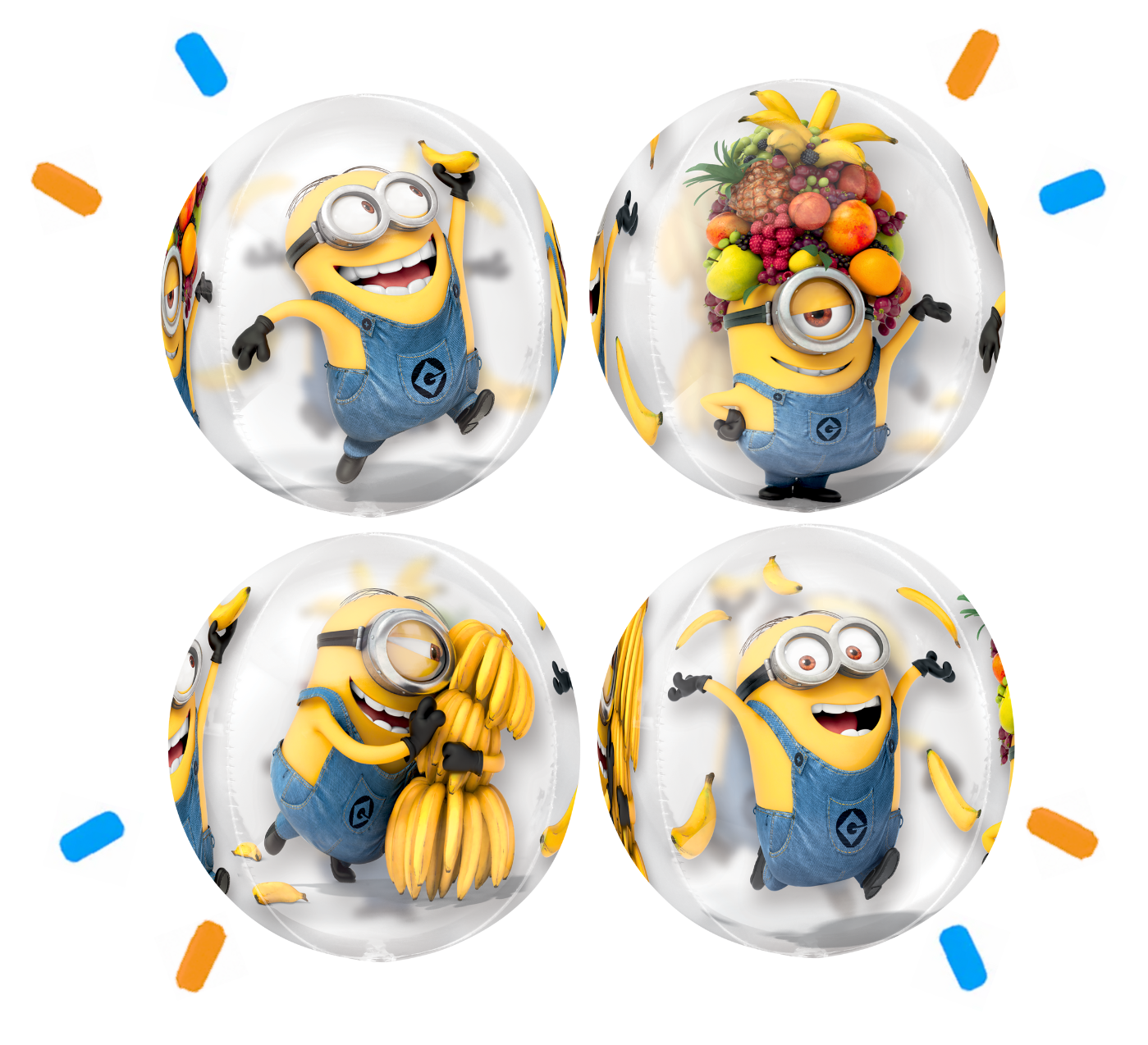 Ronde Minion Helium Ballon (4 designs) - Gevuld Met Helium - 40 cm