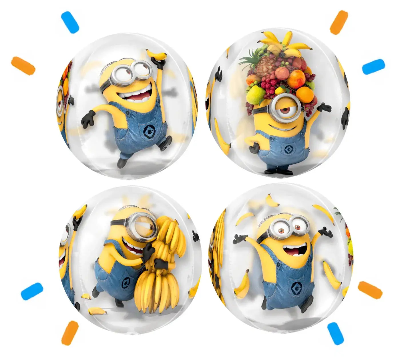 Ronde Minion Helium Ballon (4 designs) - Gevuld Met Helium - 40 cm - Ballonnenshop.nl